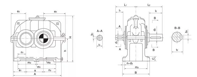 Dcyf Three-Step Hard Tooth Surface Cylindrical Gearbox with Auxiliary Drive