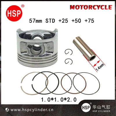 Pistón de 57 mm para motocicleta, juego de anillos de 14 mm para Haojue Suzuki EN125 HJ125 EN HJ 125 125cc, piezas de repuesto para motor